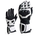 White & Black Full-Finger Motorcycle Riding Gloves – One Size